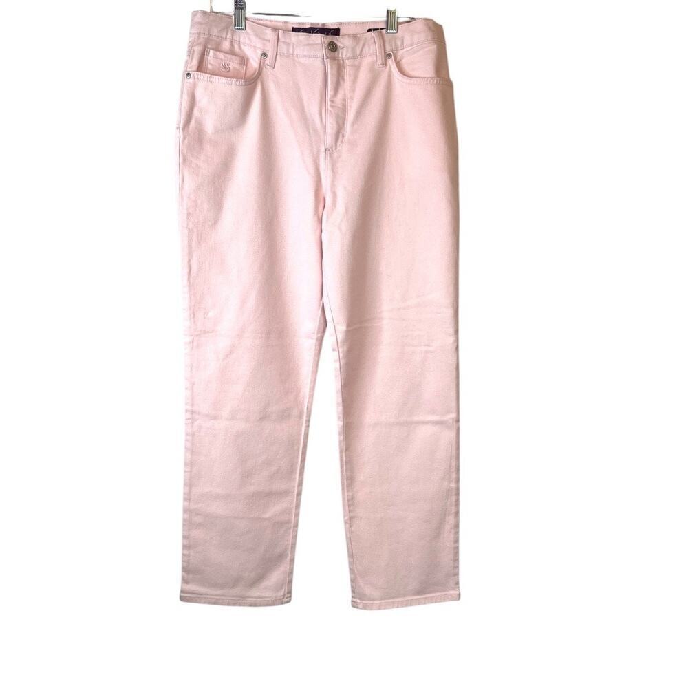 GLORIA VANDERBILT Amanda Straight Leg Slimming Jeans in Pink Women's Sz 14S